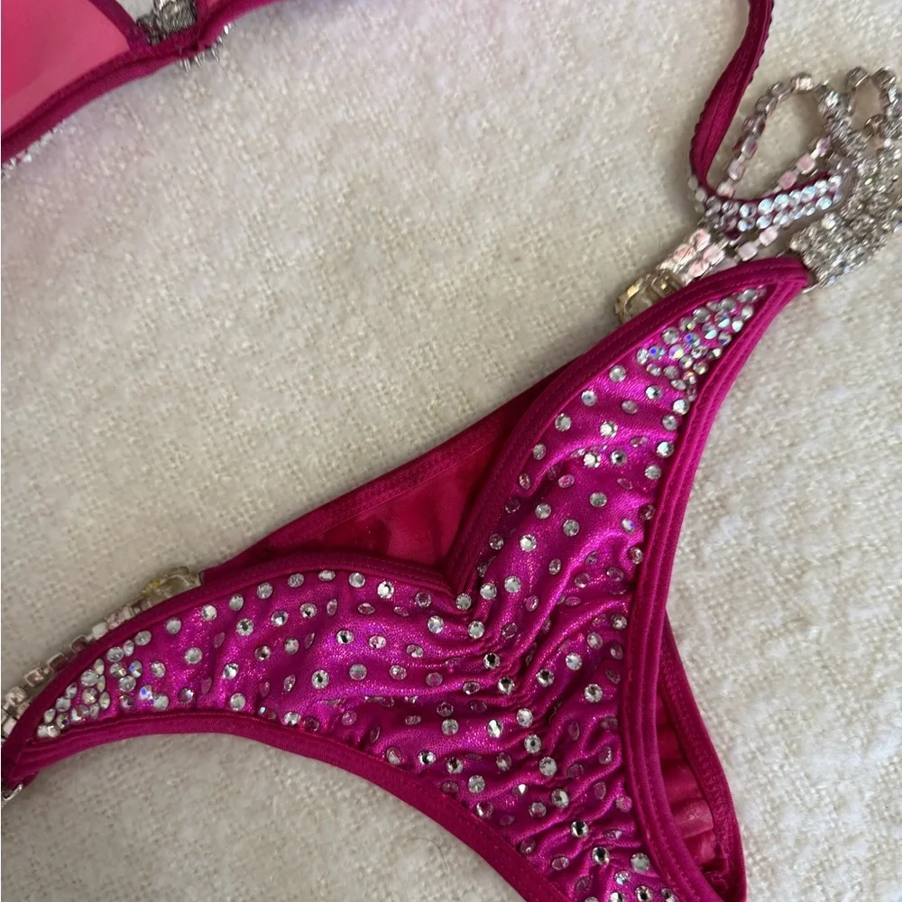 Glamorous Pink Crystal Competition Bikini Set - Picture 5 of 8